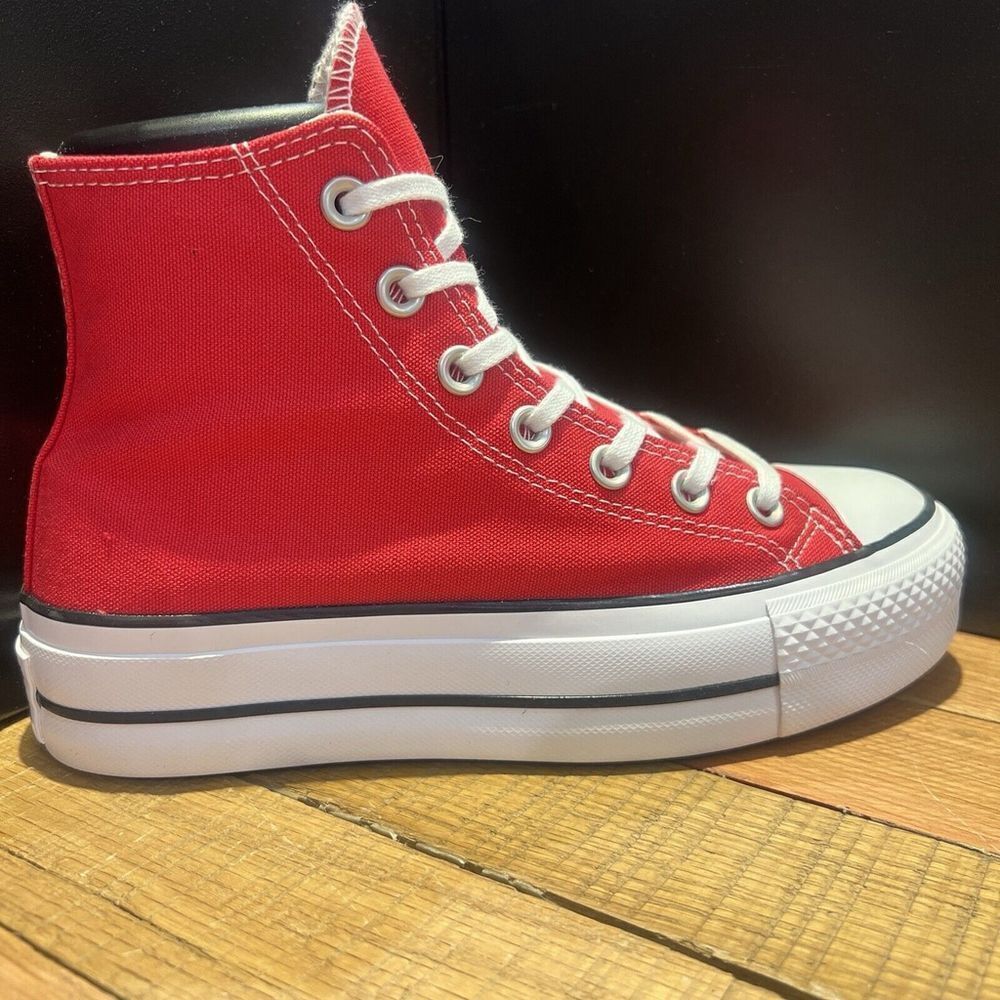 New Red Converse Chuck Taylor All Star Lift Women's Platform High Top Sneakers - Picture 2 of 5